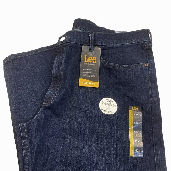 Lee Mens Jeans 42x30 Regular Fit Dark Wash Straight-Leg Southwestern Denim NWT - Picture 10 of 10